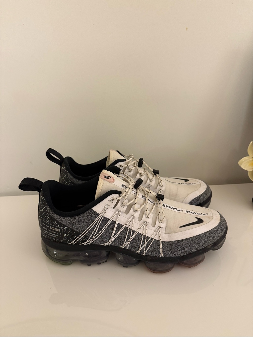 Nike White and Gray Women's Air VaporMax Sneakers
